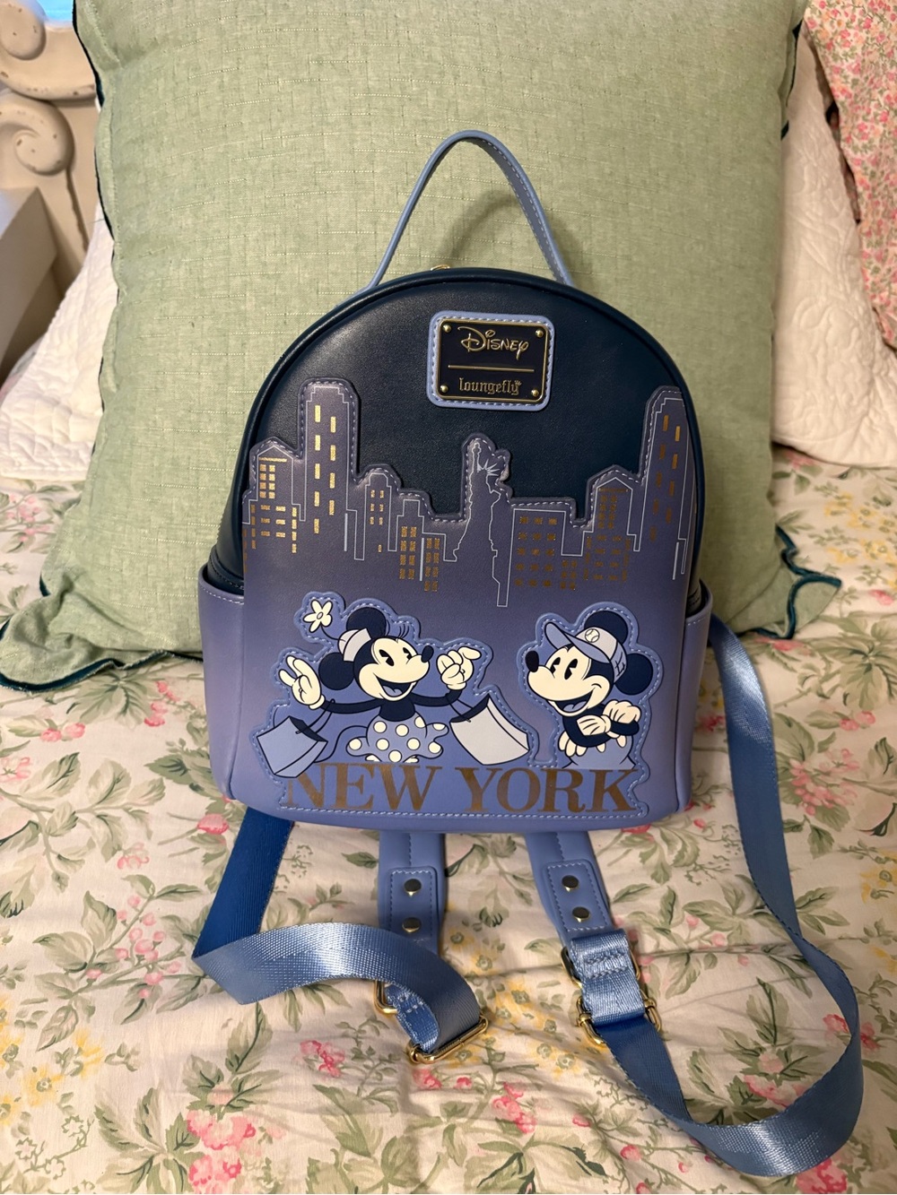 Loungefly Disney Mickey & Minnie New York Lavender and Navy Mini Backpack